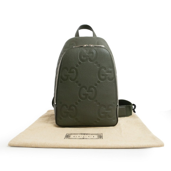 Gucci Jumbo GG Crossbody Shoulder Bag khaki Green Leather - Picture 2 of 9
